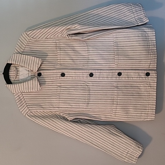 Rebecca Taylor Striped Utilitarian Field Jacket Cotton Twill Sz M As Seen On TV - Picture 2 of 13